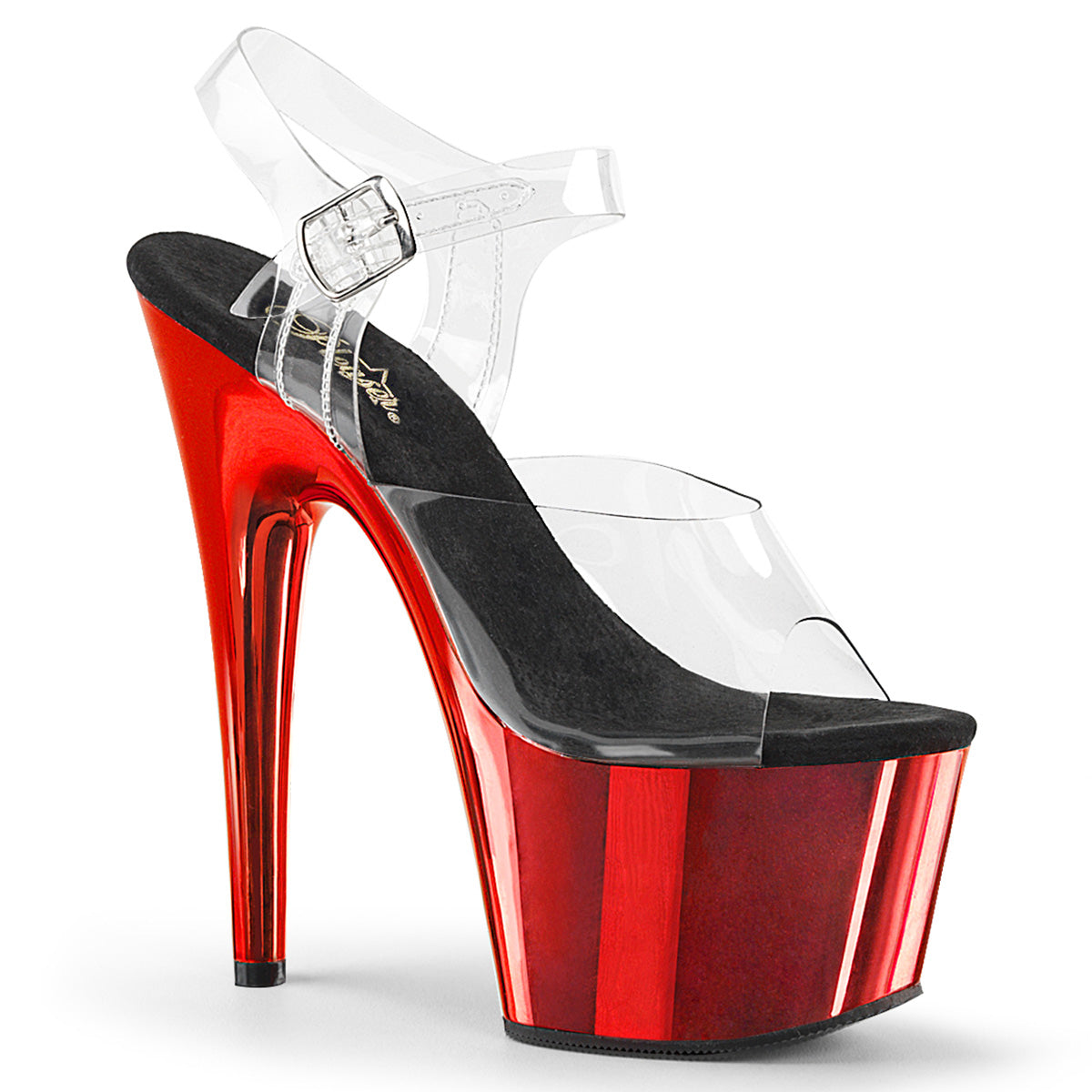 Pleaser Womens Sandals ADORE-708 Clr/Red Chrome