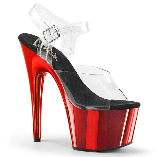 Pleaser Womens Sandals ADORE-708 Clr/Red Chrome