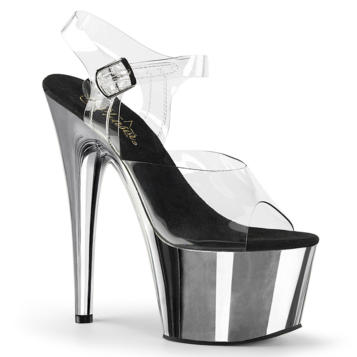 Pleaser Womens Sandals ADORE-708 Clr/Slv Chrome