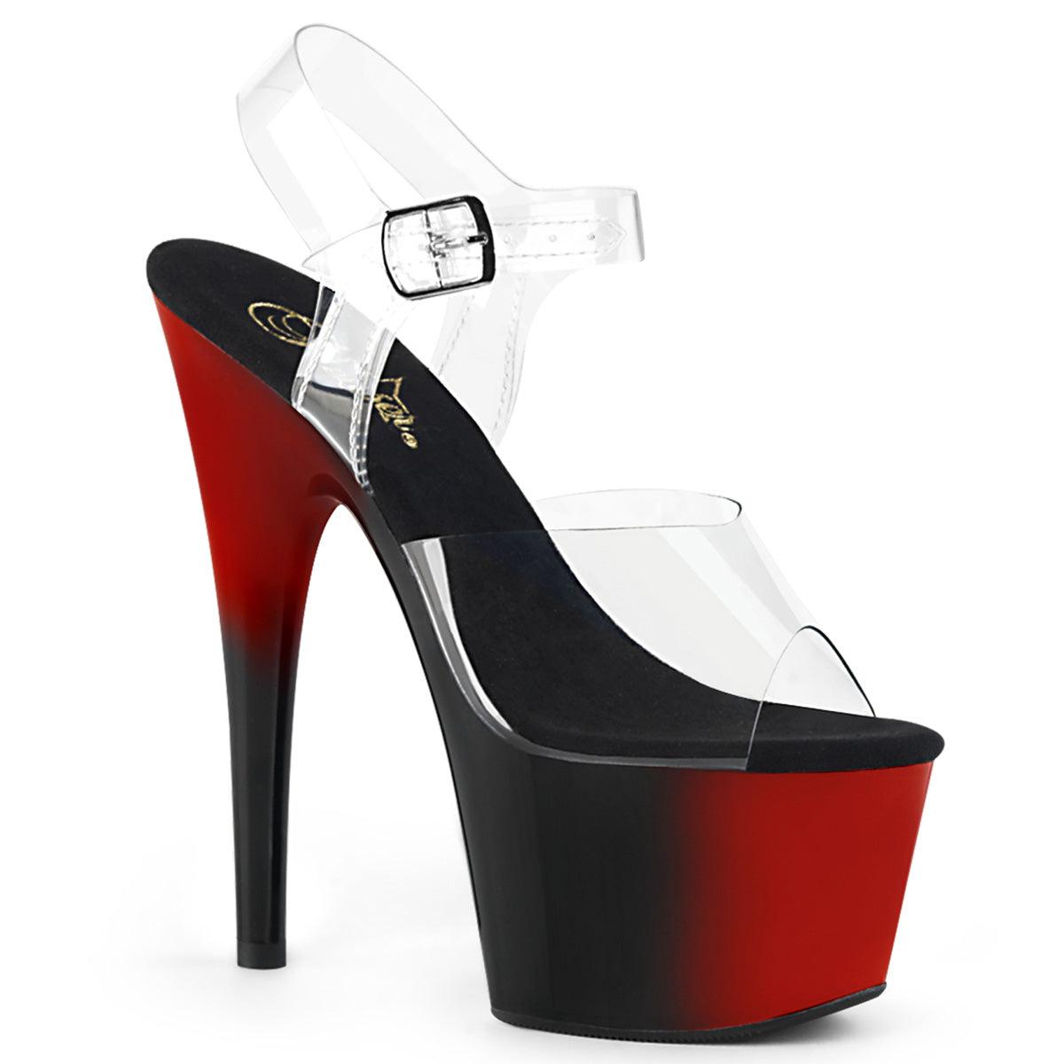 Pleaser Womens Sandals ADORE-708BR Clr/Red-Blk