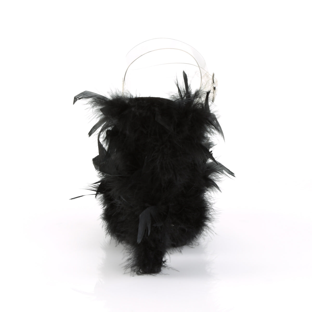 Pleaser Womens Sandals ADORE-708F Clr/Blk Marabou Feather