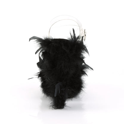 Pleaser Womens Sandals ADORE-708F Clr/Blk Marabou Feather