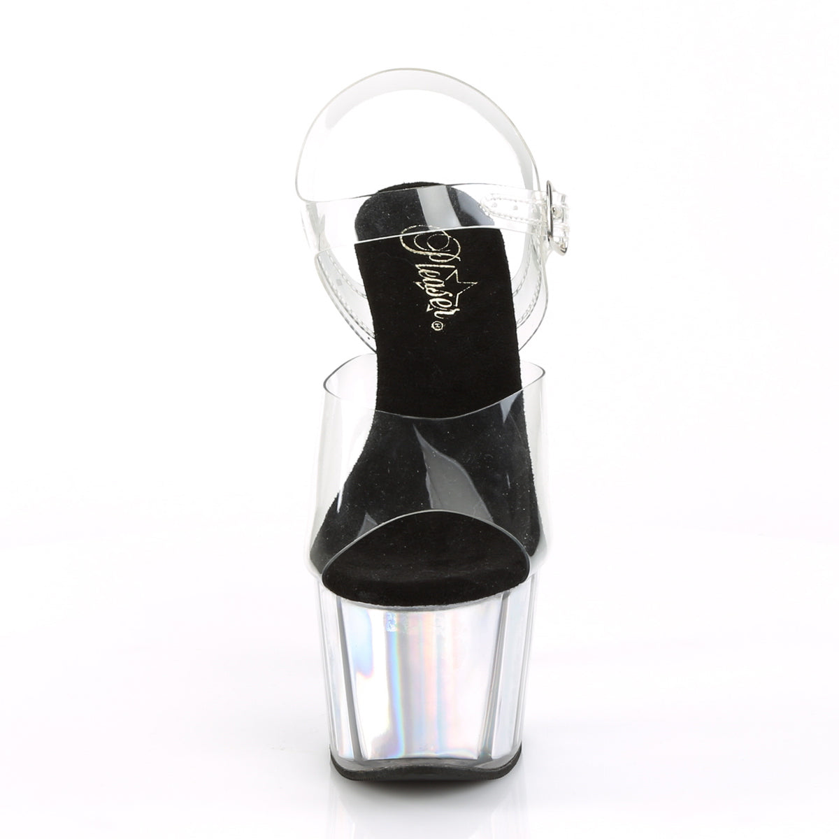 Pleaser Womens Sandals ADORE-708HGI Clr/Slv Hologram Inserts