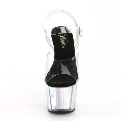 Pleaser Womens Sandals ADORE-708HGI Clr/Slv Hologram Inserts