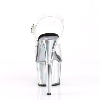 Pleaser Womens Sandals ADORE-708HGI Clr/Slv Hologram Inserts