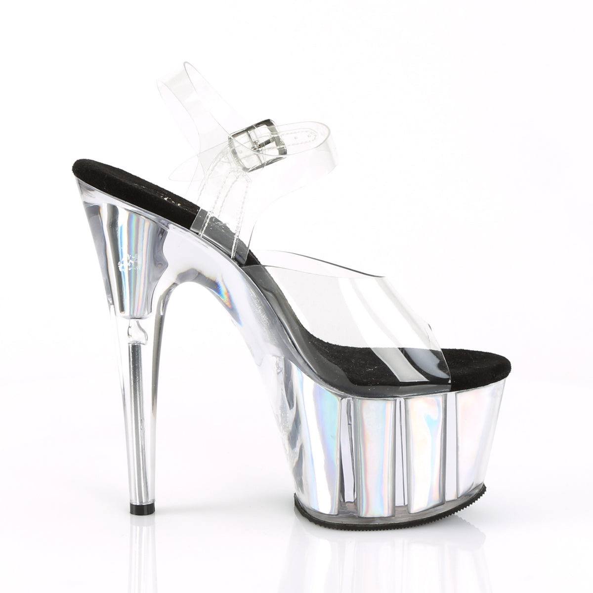 Pleaser Womens Sandals ADORE-708HGI Clr/Slv Hologram Inserts