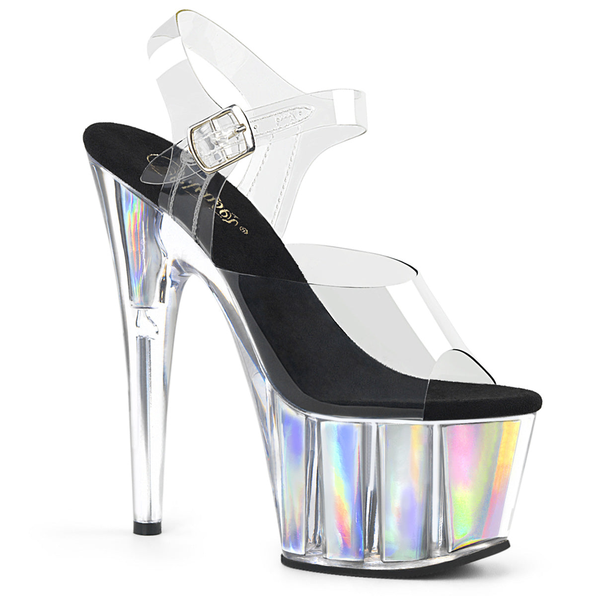 Pleaser Womens Sandals ADORE-708HGI Clr/Slv Hologram Inserts