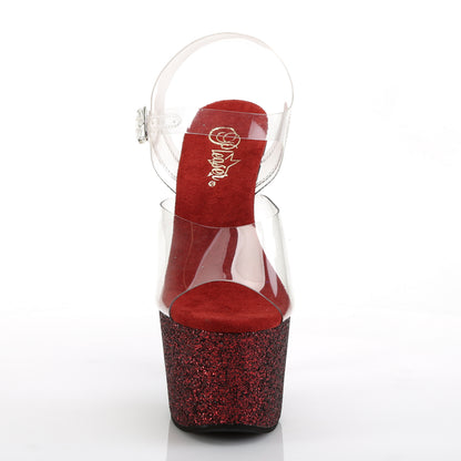 Pleaser Womens Sandals ADORE-708HMG Clr/Burgundy Multi Glitter
