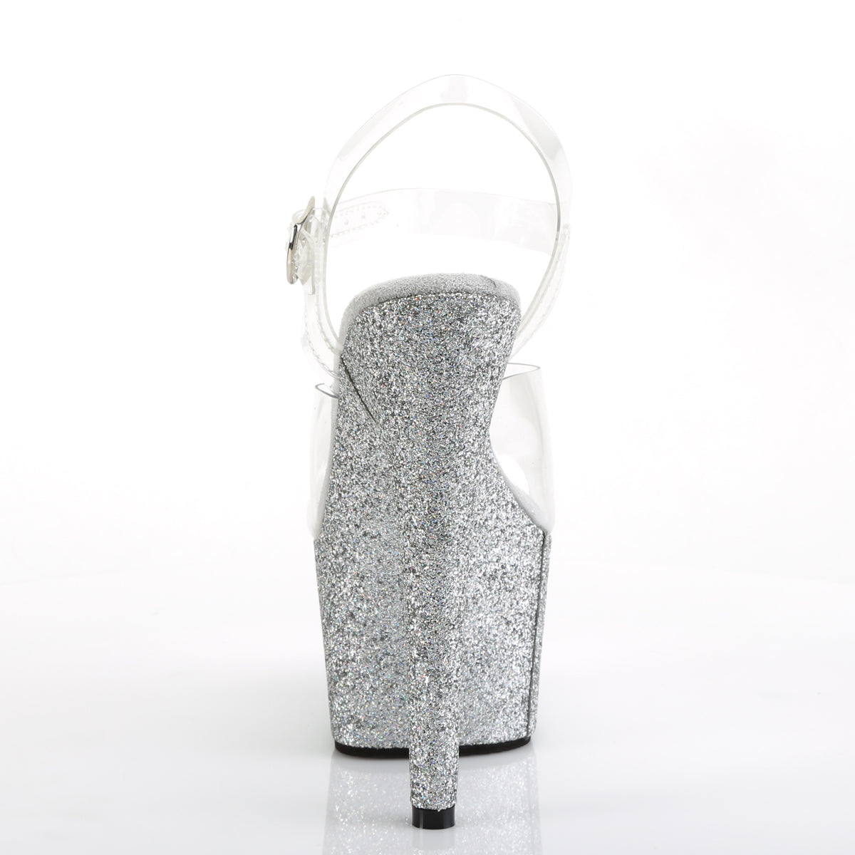 Pleaser Womens Sandals ADORE-708HMG Clr/Slv Multi Glitter