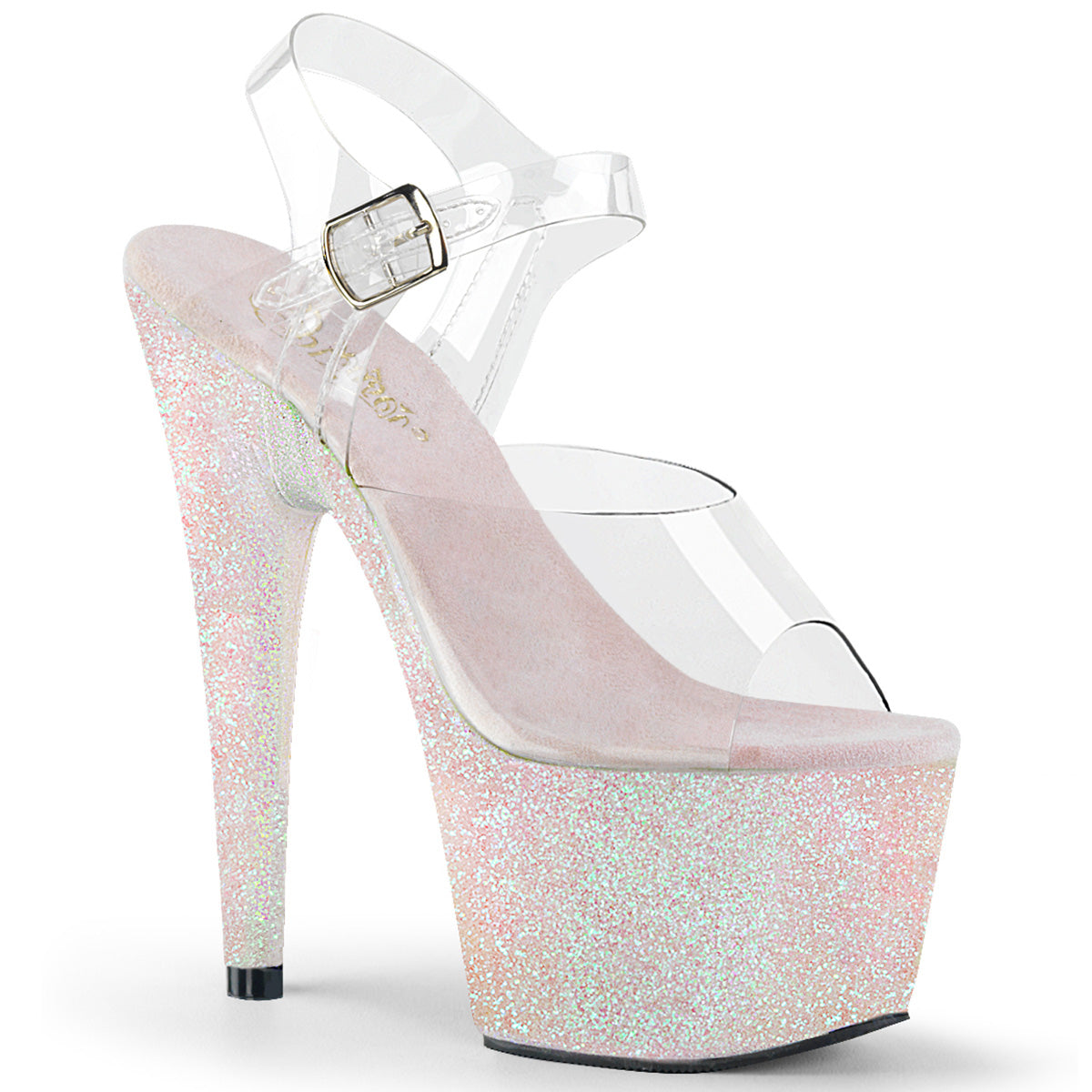 Pleaser Womens Sandals ADORE-708HMG Clr/Opal Multi Glitter