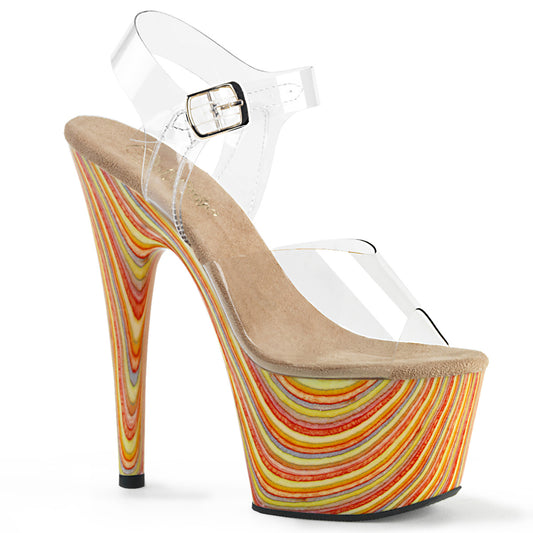 Pleaser Womens Sandals ADORE-708JB Clr/Cream Multi