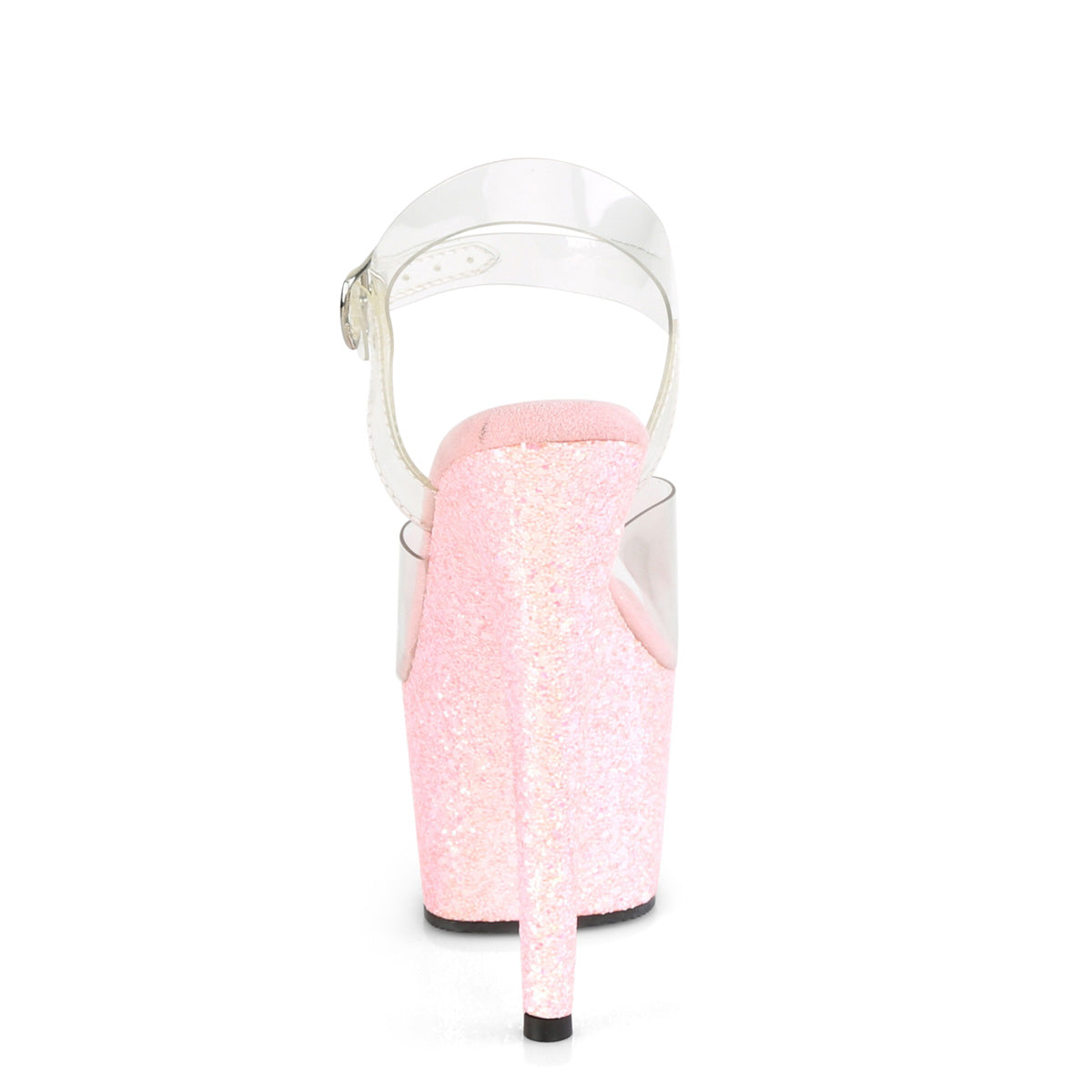 Pleaser Womens Sandals ADORE-708LG Clr/B. Pink Glitter