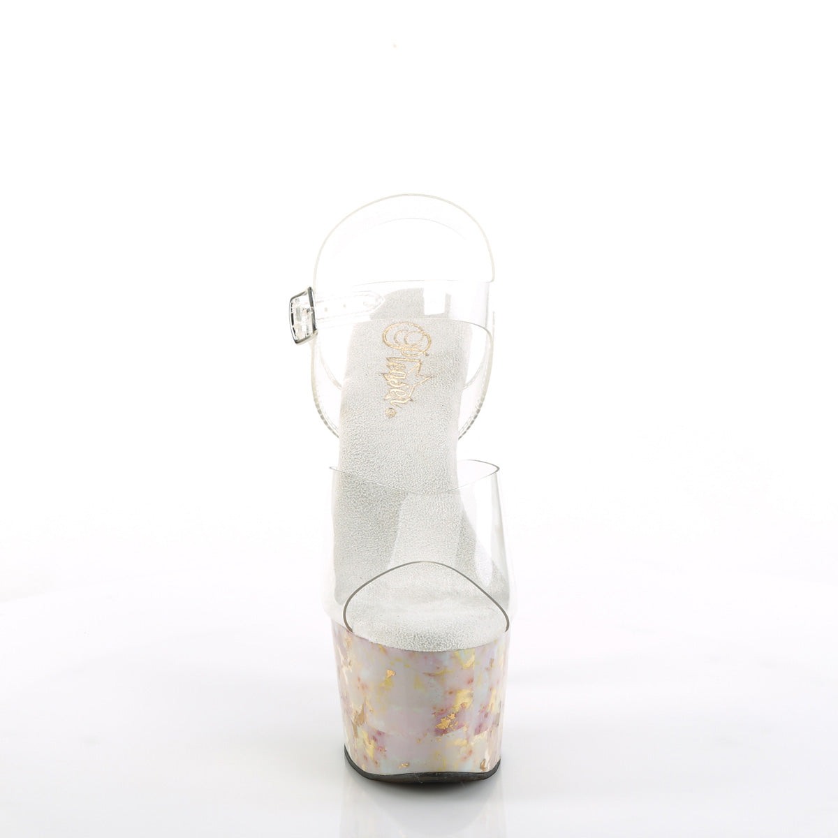 Pleaser  Sandals ADORE-708MB Clr/Blush-Gold Marble