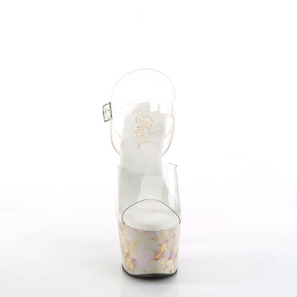 Pleaser  Sandals ADORE-708MB Clr/Blush-Gold Marble