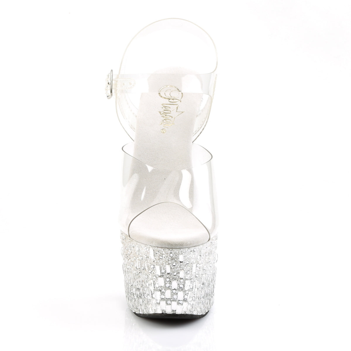 Pleaser Womens Sandals ADORE-708MR-5 Clr/Wht-Slv