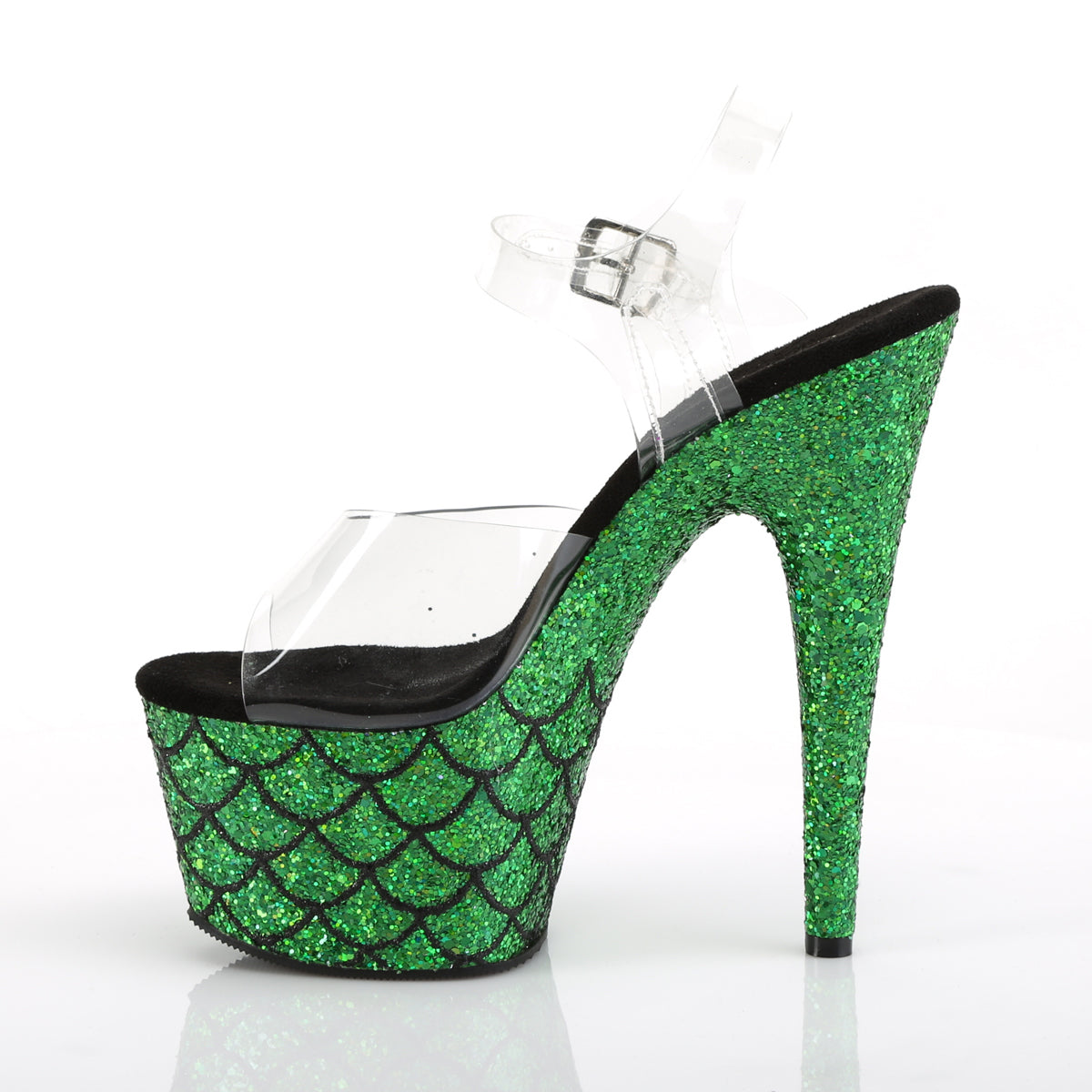 Pleaser Womens Sandals ADORE-708MSLG Clr/Green Multi Glitter