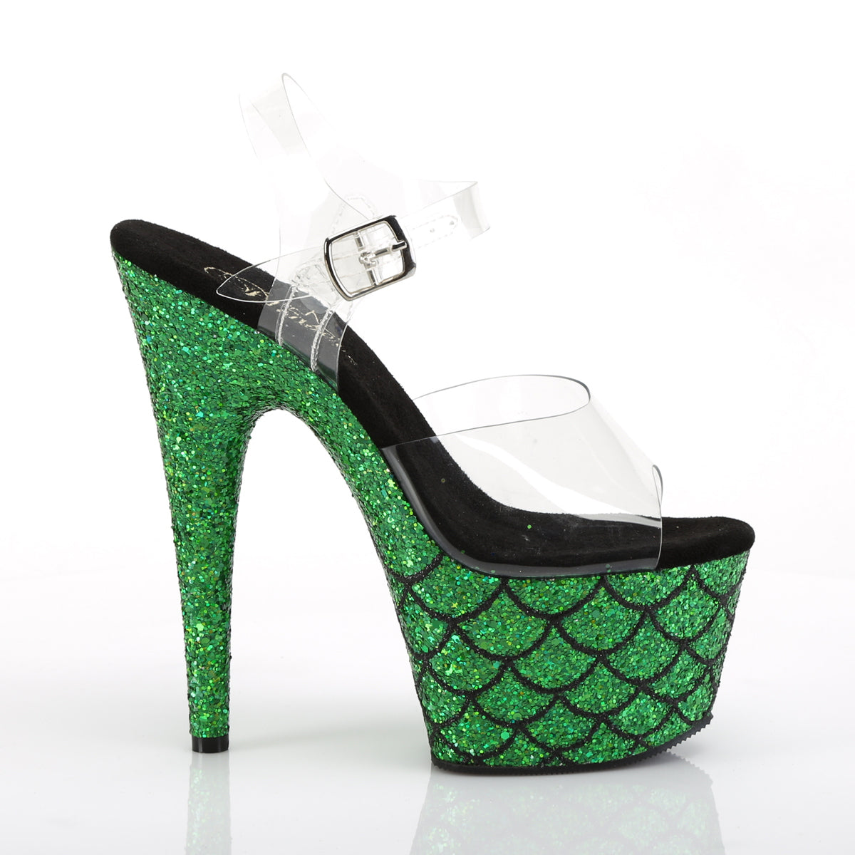 Pleaser Womens Sandals ADORE-708MSLG Clr/Green Multi Glitter