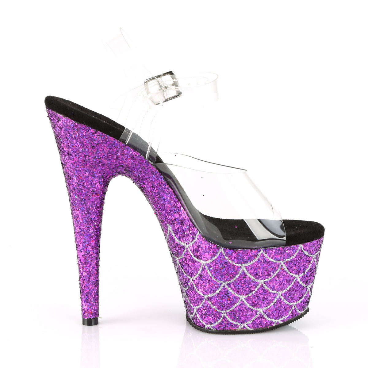 Pleaser Womens Sandals ADORE-708MSLG Clr/Purple Multi Glitter
