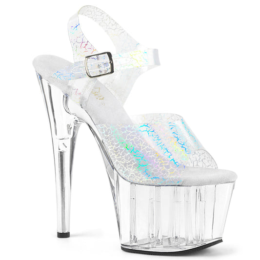 Pleaser Womens Sandals ADORE-708N-CK Slv Crackle Hologram TPU/Clr