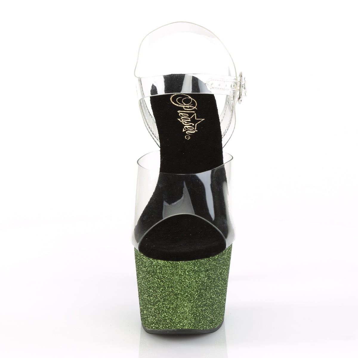 Pleaser Womens Sandals ADORE-708OMBRE Clr/Emerald-Poison-Blk Ombre