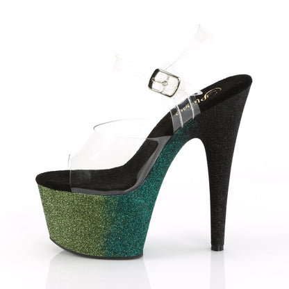 Pleaser Womens Sandals ADORE-708OMBRE Clr/Emerald-Poison-Blk Ombre