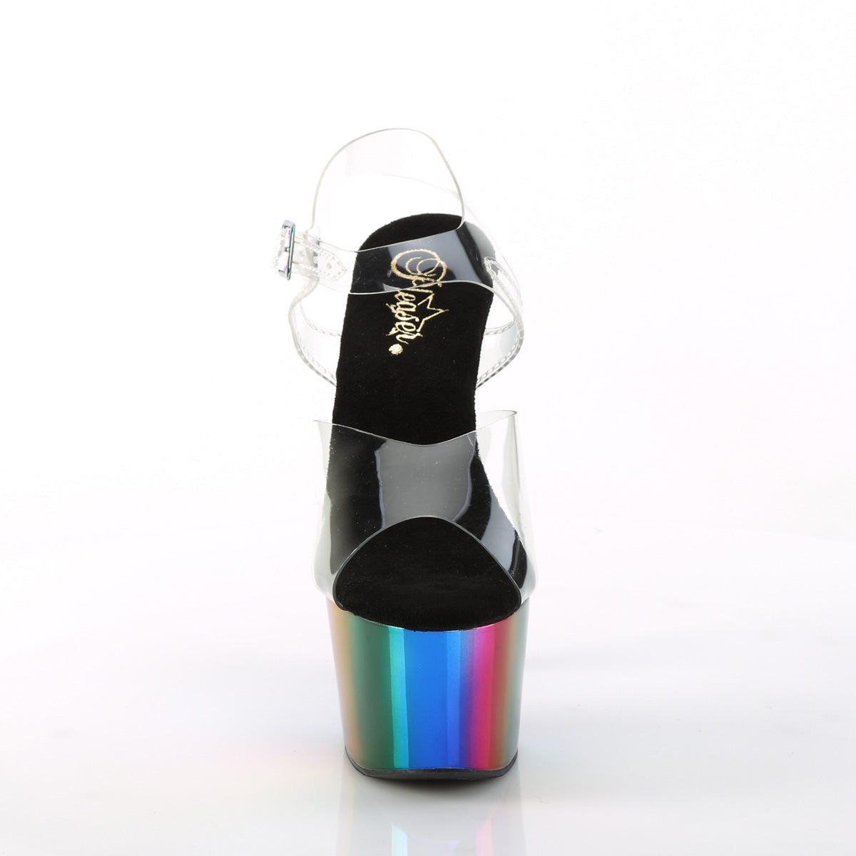 Pleaser Womens Sandals ADORE-708RC Clr/Rainbow Chrome