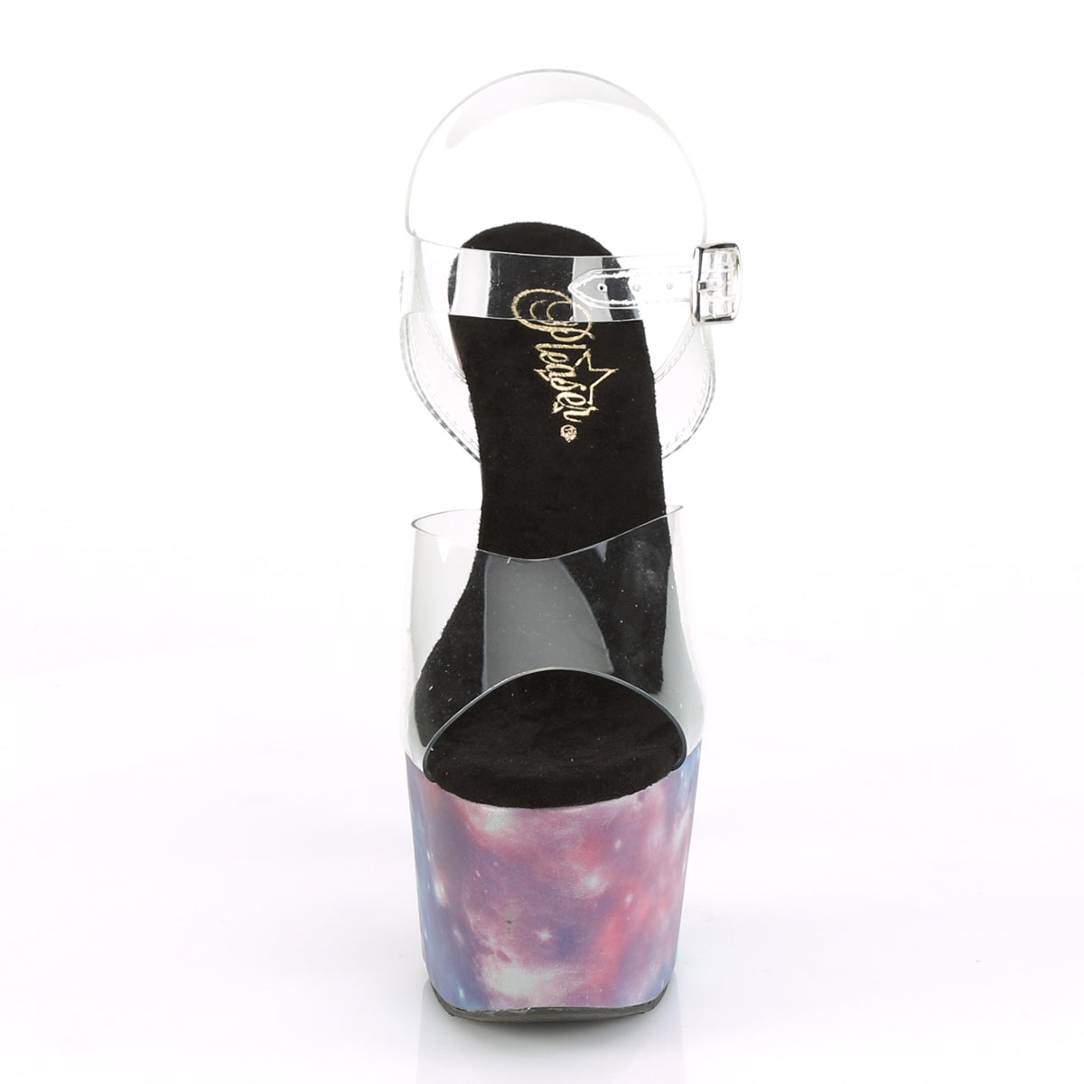 Pleaser Womens Sandals ADORE-708REFL Clr/Purple-Blue Reflective