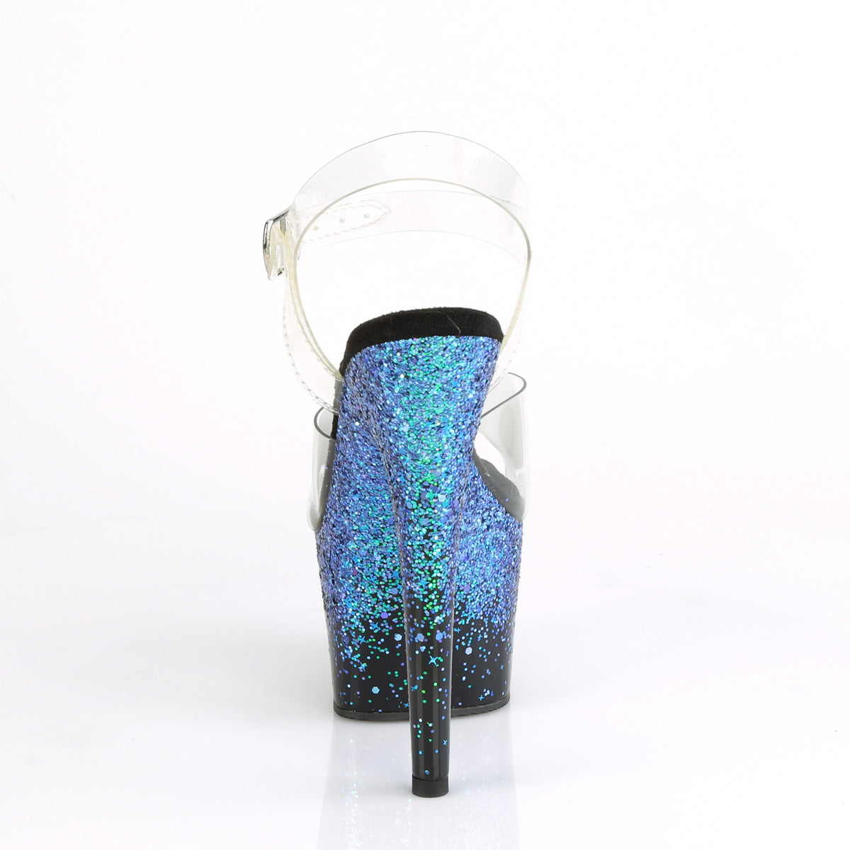 Pleaser Womens Sandals ADORE-708SS Clr/Blk-Blue Multi Glitter