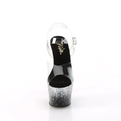 Pleaser   ADORE-708SS Clr/Blk-Slv Multi Glitter
