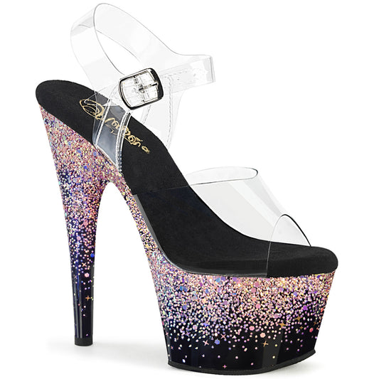Pleaser   ADORE-708SS Clr/Blk-Dusty Blush Multi Glitter