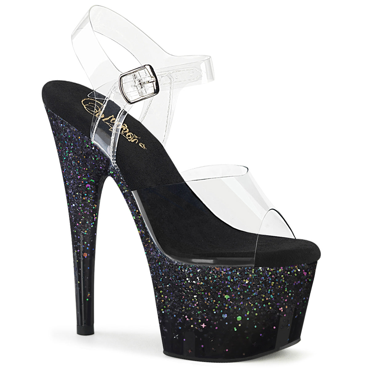 Pleaser   ADORE-708SS Clr/Blk Multi Glitter