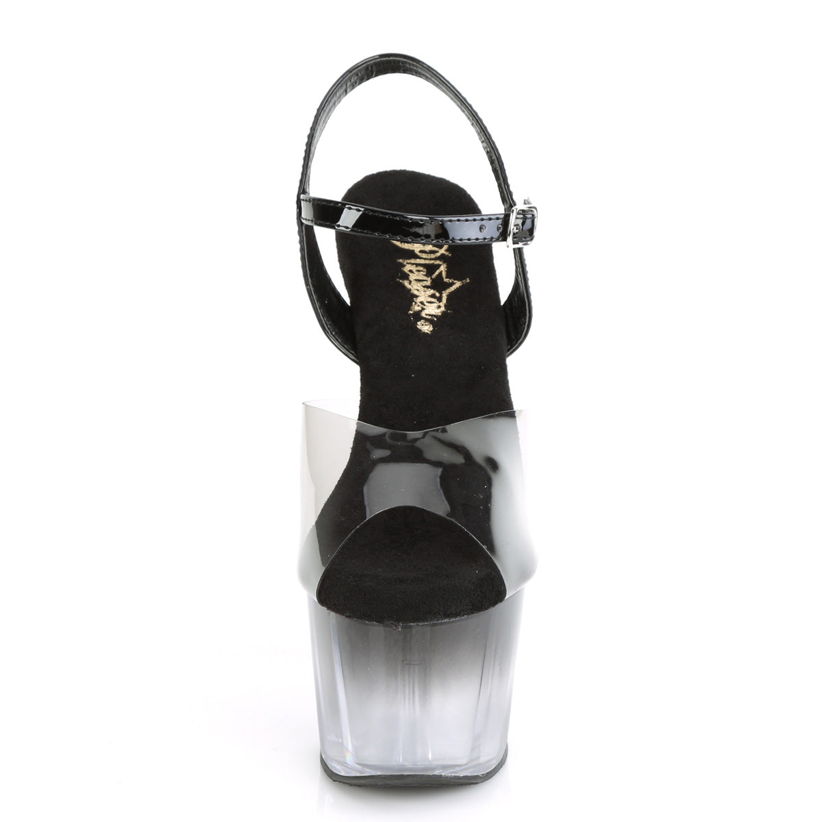 Pleaser Womens Sandals ADORE-708T-2 Smoke-Blk/Blk-Clr Ombre