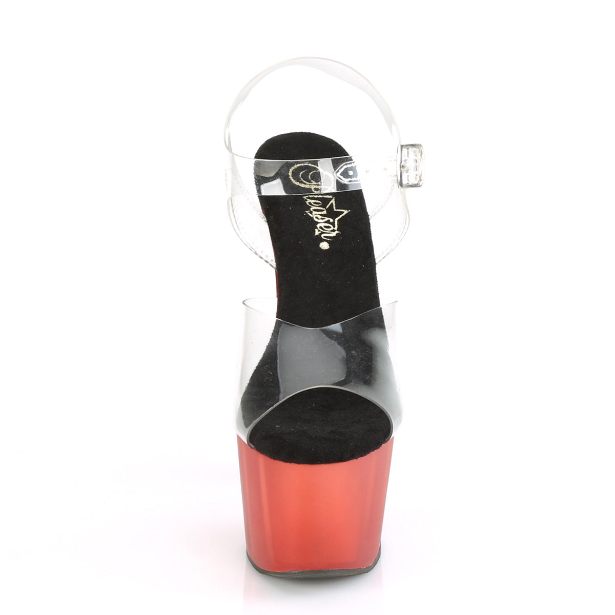 Pleaser Womens Sandals ADORE-708T Clr/Red Frosted