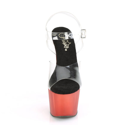 Pleaser Womens Sandals ADORE-708T Clr/Red Frosted