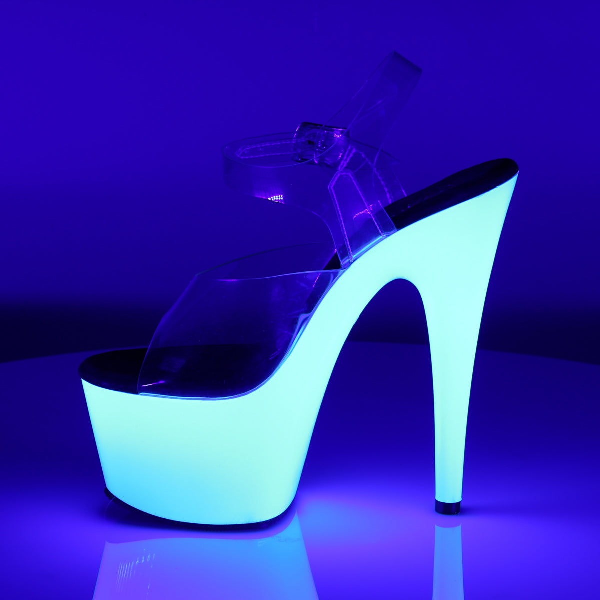 Pleaser Womens Sandals ADORE-708UV Clr/Neon Wht