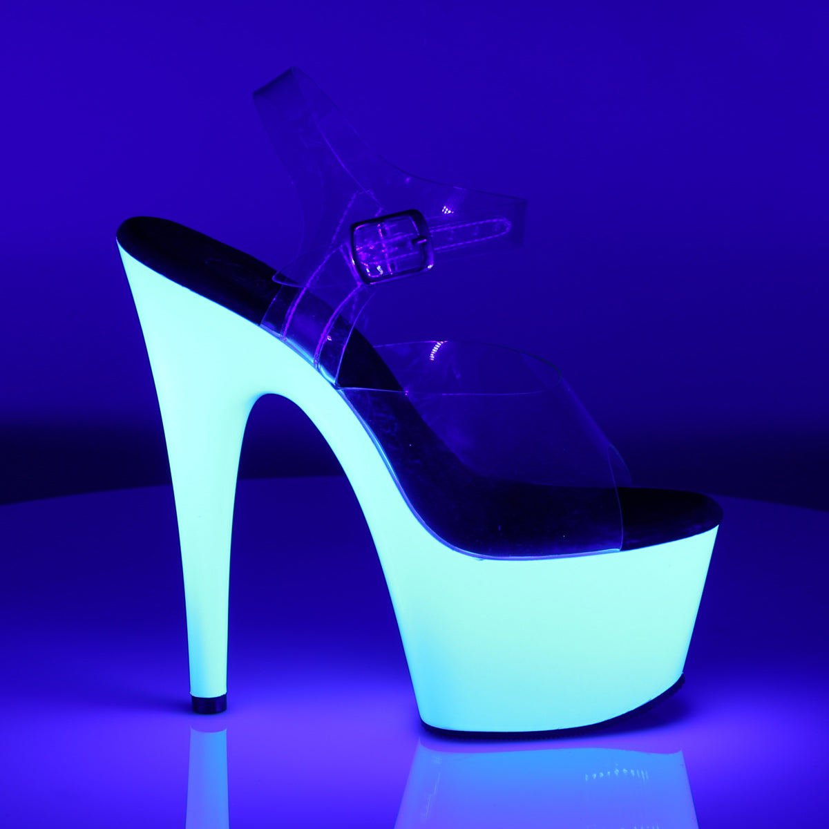 Pleaser Womens Sandals ADORE-708UV Clr/Neon Wht