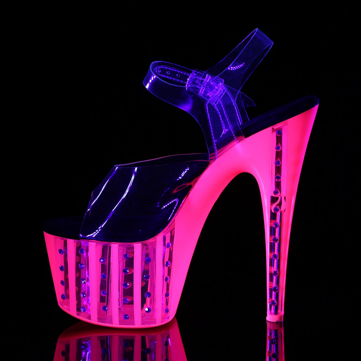 Pleaser Womens Sandals ADORE-708VLRS Clr/Neon H. Pink