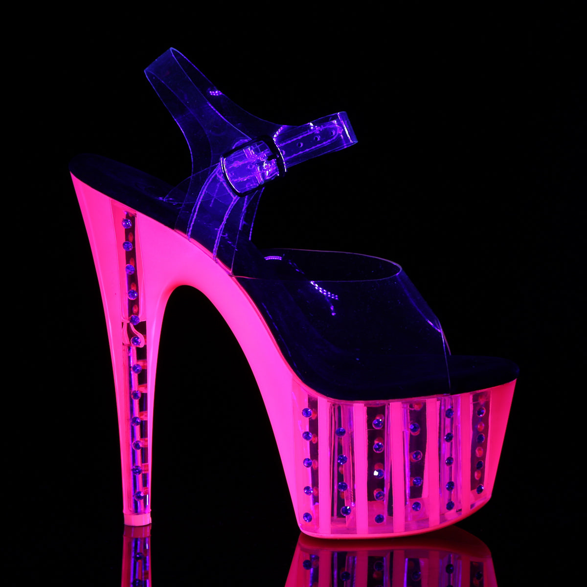 Pleaser Womens Sandals ADORE-708VLRS Clr/Neon H. Pink