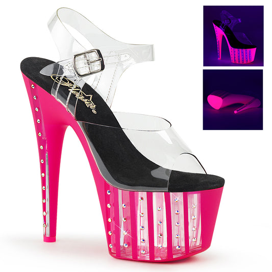 Pleaser Womens Sandals ADORE-708VLRS Clr/Neon H. Pink
