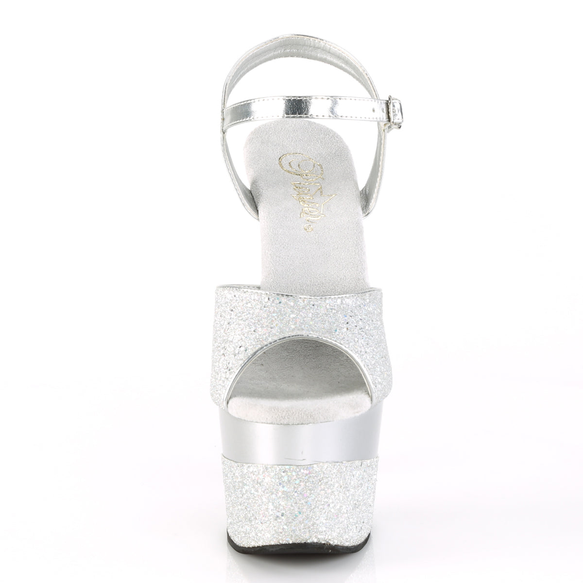 Pleaser Womens Sandals ADORE-709-2G Slv Multi Glitter/Slv Multi Glitter
