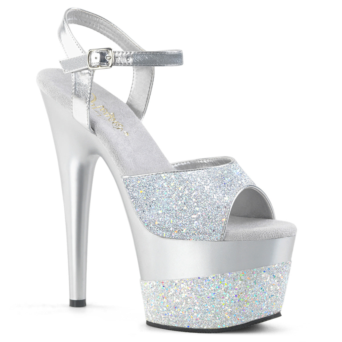 Pleaser Womens Sandals ADORE-709-2G Slv Multi Glitter/Slv Multi Glitter