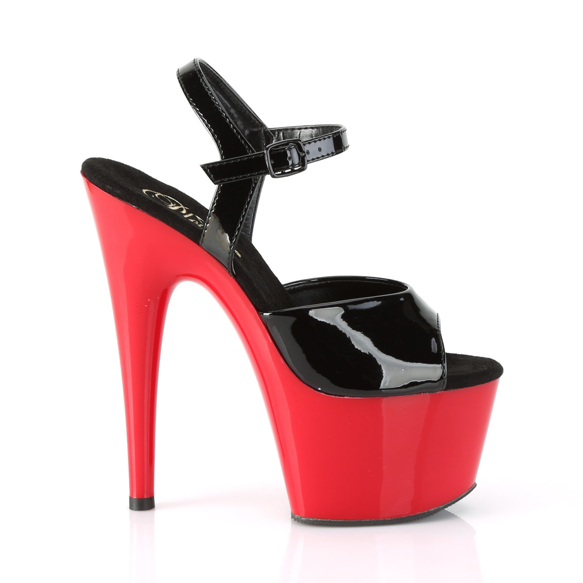 Pleaser Womens Sandals ADORE-709 Blk Pat/Red