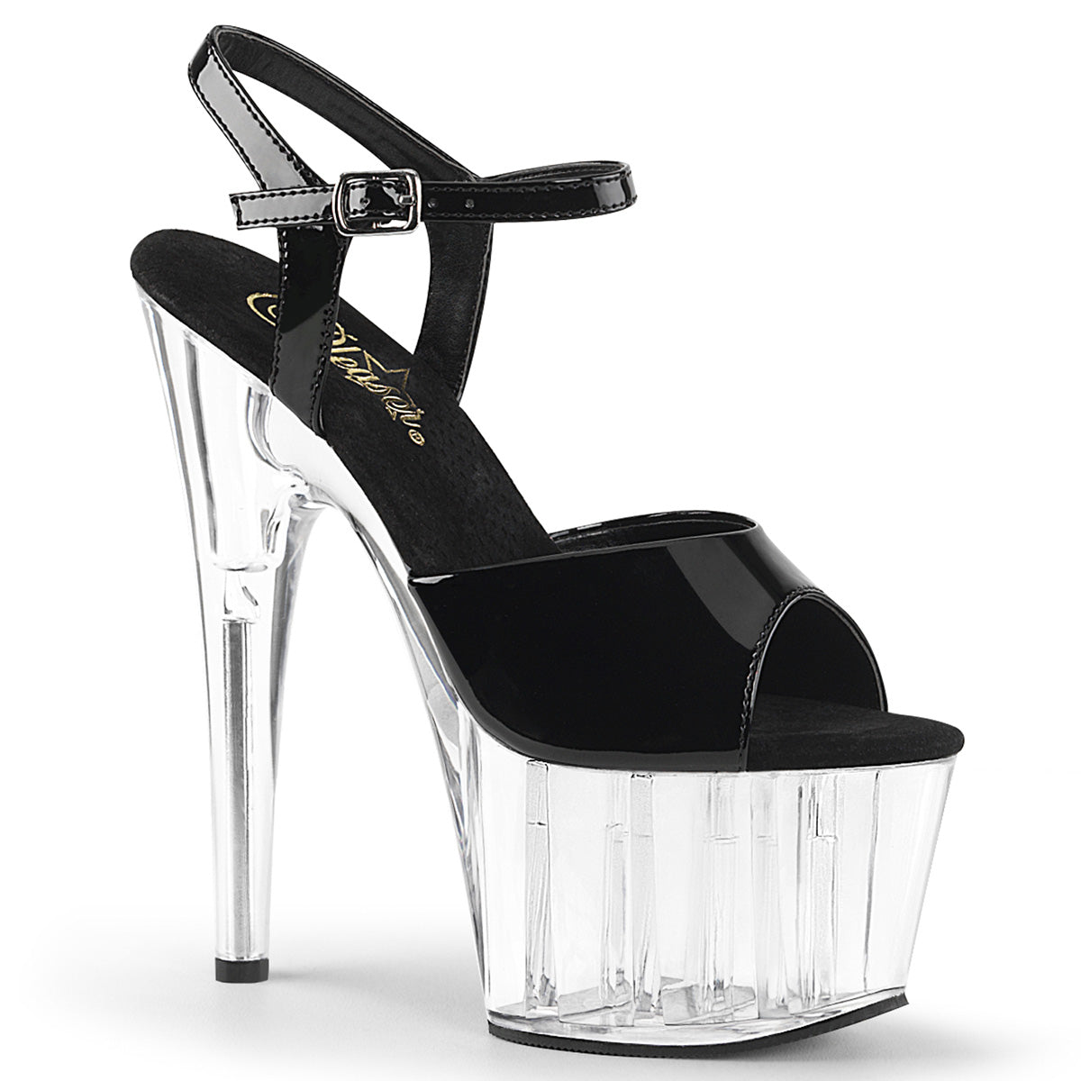 Pleaser Womens Sandals ADORE-709 Blk Pat/ Clr