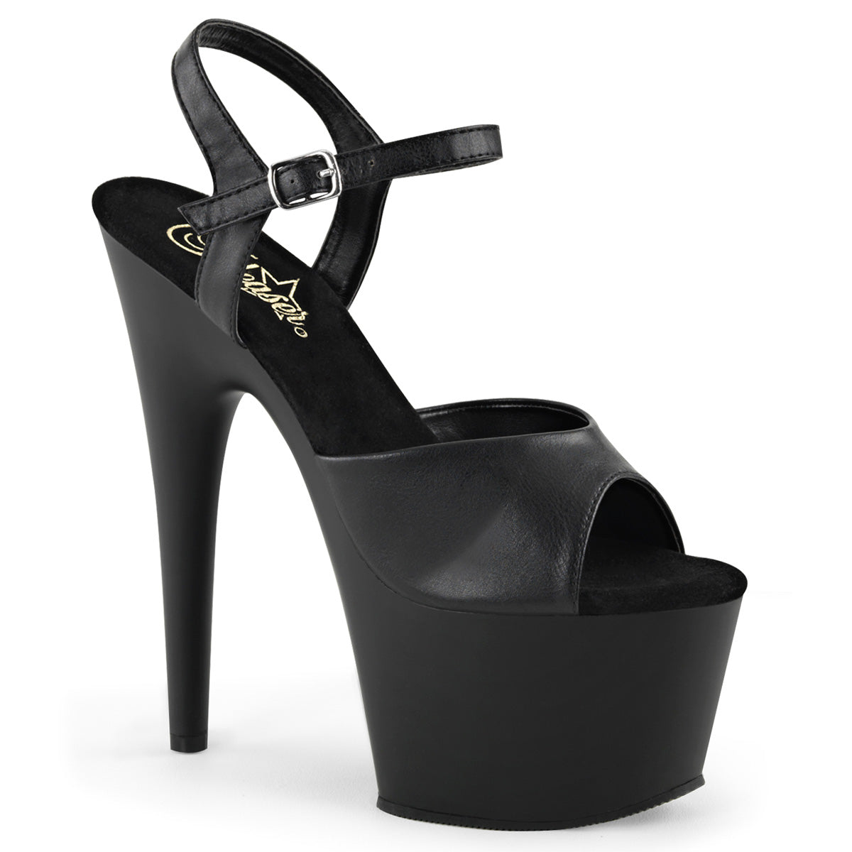 Pleaser Womens Sandals ADORE-709 Blk Faux Leather/Blk Matte