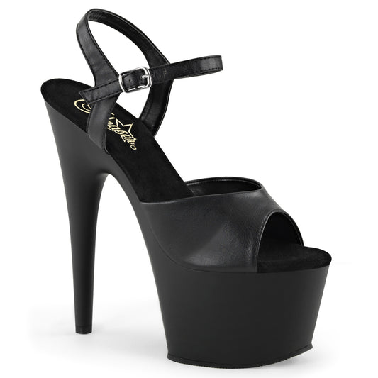 Pleaser Womens Sandals ADORE-709 Blk Faux Leather/Blk Matte