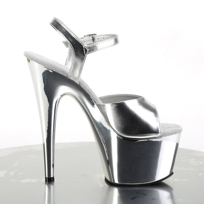 Pleaser Womens Sandals ADORE-709 Slv Met. Pu/Slv Chrome