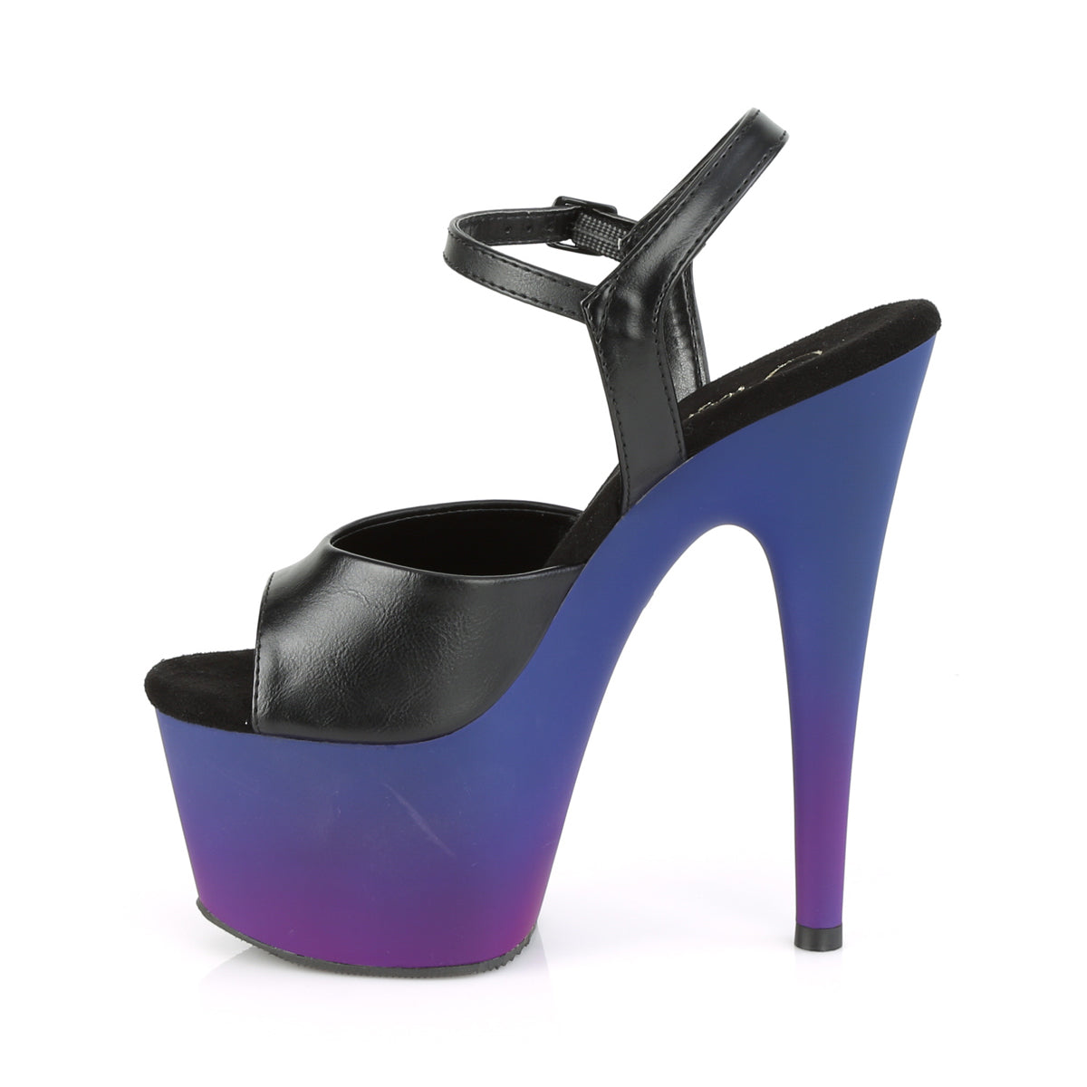 Pleaser Womens Sandals ADORE-709BP Blk Faux Leather/Blue-Purple Ombre