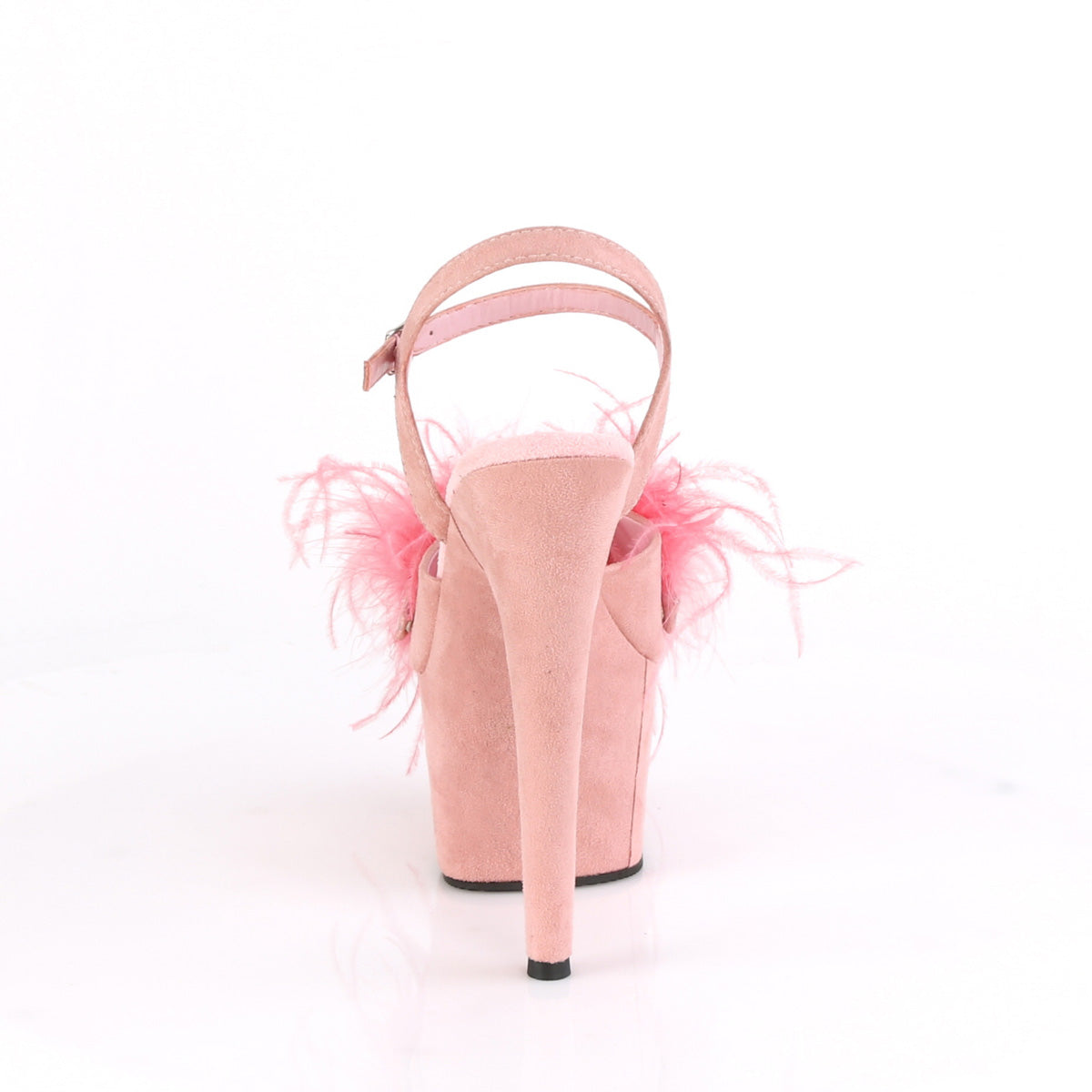 Pleaser Womens Sandals ADORE-709F B. Pink F.Suede-Feather/B. Pink F.Suede