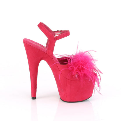 Pleaser Womens Sandals ADORE-709F H. Pink F.Suede-Feather/H. Pink F.Suede