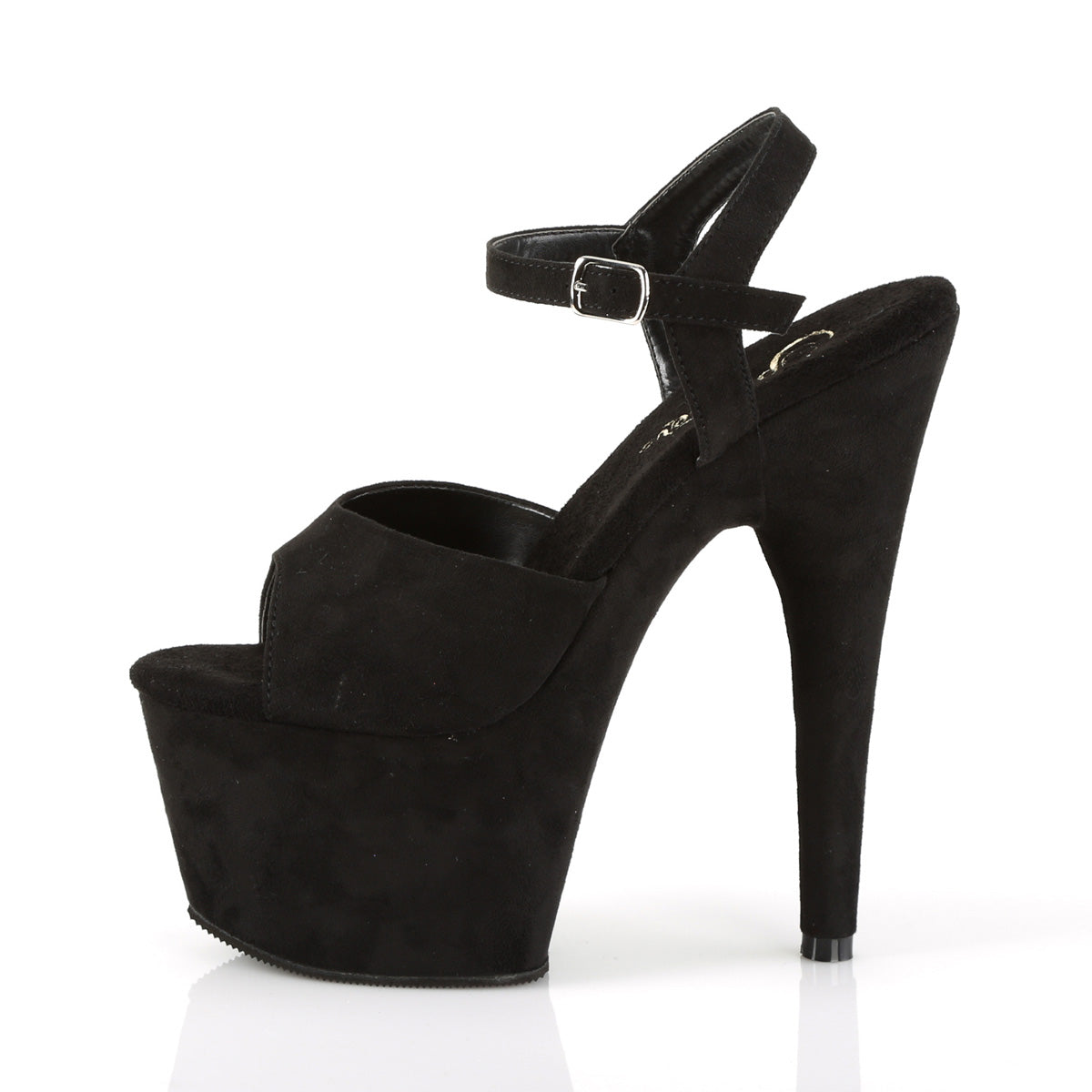 Pleaser Womens Sandals ADORE-709FS Blk Faux Suede/Blk Faux Suede
